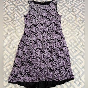 Floral Lace Dress in Purple and Black